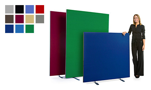 Freestanding office screens in a wide range of sizes, shapes and fabric colours. Budget screens, acoustic screens and everything in between.
